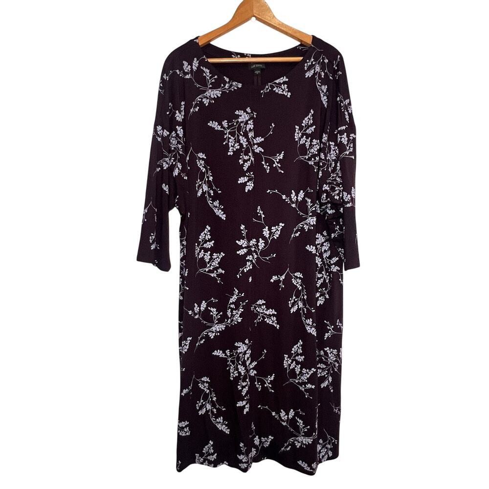 J. Jill Wearever Dress Plus Size 3X Purple Floral Stretch Sheath Shift Boho Fall